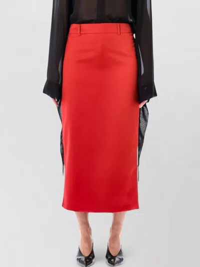 The Frankie Shop Alrose High Waist Satin Midi Skirt In Orange