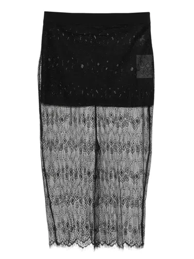 The Frankie Shop Alrose Lace Midi Skirt In Black