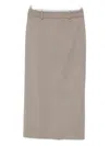 The Frankie Shop High Waist Midi Skirt With Back Slit In Brown