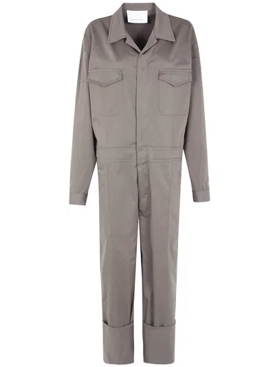 The Frankie Shop "ardea" Cotton Jumpsuit In Gray