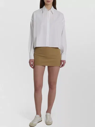The Frankie Shop Arlen Boxy Cropped Cotton Shirt In White