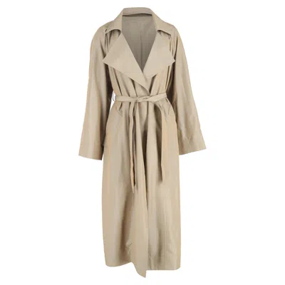 The Frankie Shop Astoria Cut-out Raglan Sleeve Trench Coat In Beige Lyocell In Neutral