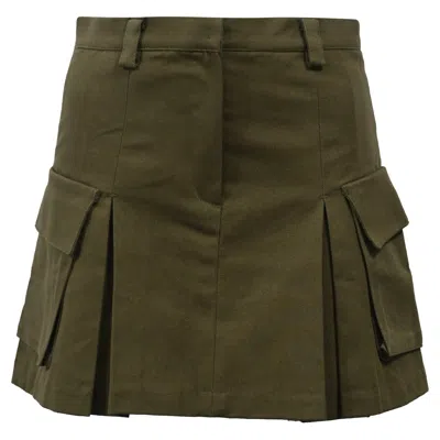 The Frankie Shop Audrey Pleated Mini Skirt In Green Cotton