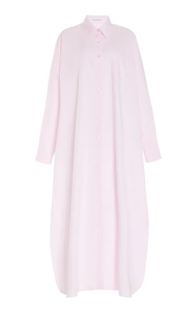 The Frankie Shop Avery Oversized Cotton-blend Maxi Shirt Dress In Pink