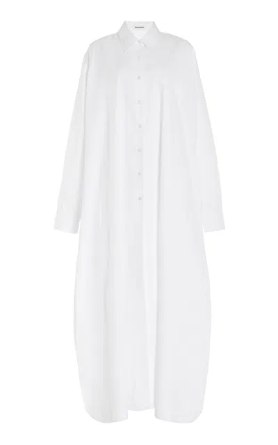 The Frankie Shop Avery Oversized Cotton-blend Maxi Shirt Dress In White
