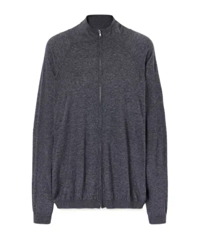 The Frankie Shop Baxe Knitted Wool-blend Zip-up Cardigan In Gray