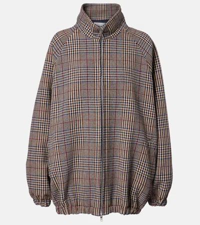 The Frankie Shop Baxter Checked Wool-blend Blouson Jacket In Brown