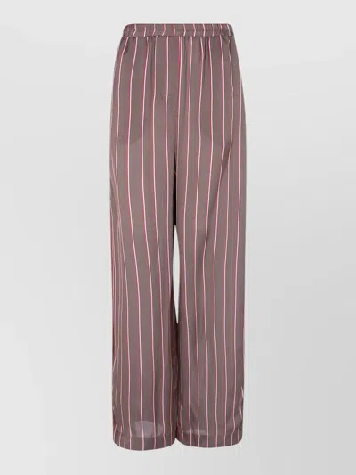 The Frankie Shop Baxter Fluid Wide Leg Striped Pants In Brown
