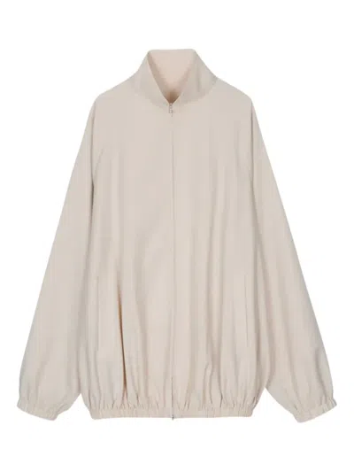 The Frankie Shop Baxter High-collar Drawstring Jacket In Neutral