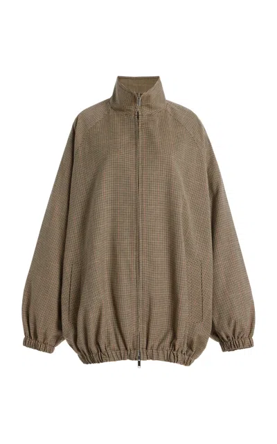 The Frankie Shop Baxter Houndstooth Track Jacket In Brown