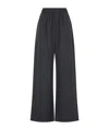 The Frankie Shop Dark Grey Virgin Wool Baxter Plaid Track Pants In Gray