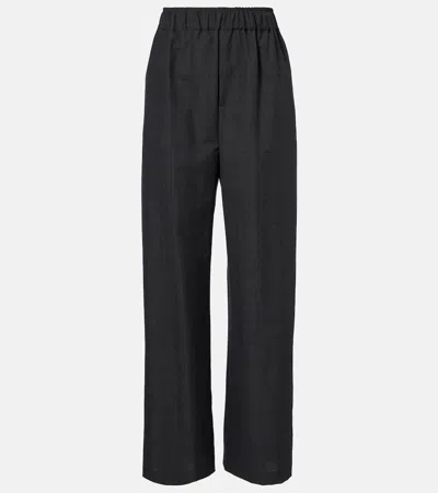 The Frankie Shop Baxter Plaid Wide-leg Pants In Black
