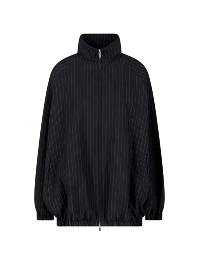 The Frankie Shop Baxter Stripe-pattern Bomber Jacket In Black