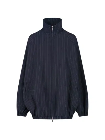 The Frankie Shop Baxter Stripe-pattern Bomber Jacket In Blue