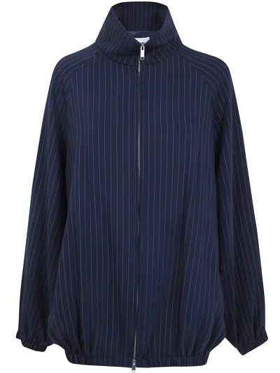 The Frankie Shop Navy White Pinstripe Baxter Track Jacket In Blue