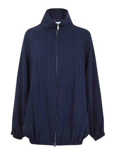 The Frankie Shop Navy White Pinstripe Baxter Track Jacket In Blue