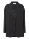 The Frankie Shop Bea Button Fastening Blazer In Black