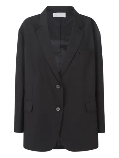 The Frankie Shop Bea Button Fastening Blazer In Black