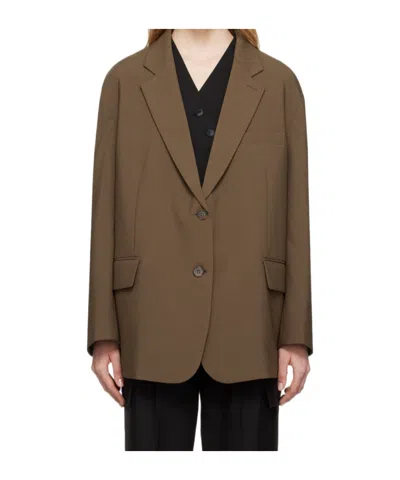 The Frankie Shop Bea Loose-fit Blazer In Brown