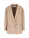 The Frankie Shop Bea Single-breasted Stretch-crepe Blazer Jacket In Beige