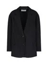The Frankie Shop Womens Black Bea Single-breasted Stretch-woven Blazer In Black  