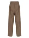 The Frankie Shop Straight Trousers With Belt Loops And Pleated Front In Brown