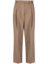 The Frankie Shop Tencel High Waist Wide Leg Trousers In Brown