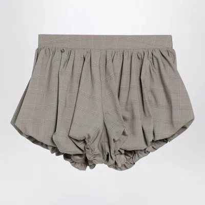 The Frankie Shop Beige Checkered Balloon Shorts In A Wool Blend In Gray
