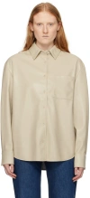 THE FRANKIE SHOP BEIGE CHRISSIE FAUX-LEATHER SHIRT