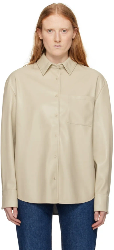 The Frankie Shop Beige Chrissie Faux-leather Shirt In Mastic