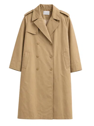 The Frankie Shop Beige Loose Fit Cotton Trench Coat In Multi