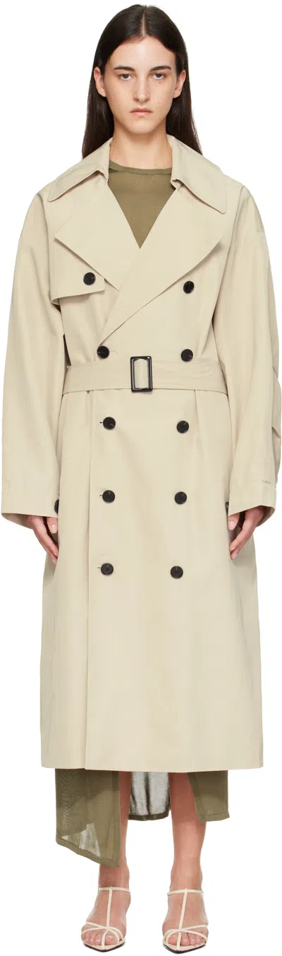 The Frankie Shop Beige Mavis Oversized Trench Coat In White