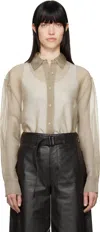 The Frankie Shop Beige Peri Sheer Shirt In 257 - Desert Sand