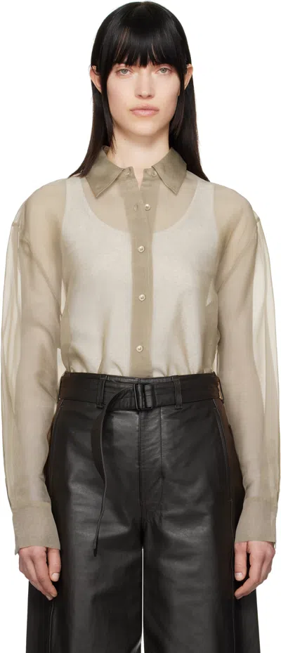 The Frankie Shop Beige Peri Sheer Shirt In 257 - Desert Sand