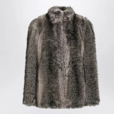The Frankie Shop Beige Shaded Faux Fur-effect Jacket In Multi
