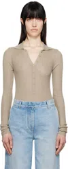 The Frankie Shop Beige Solana Polo Bodysuit In 257 - Desert Sand
