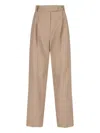 The Frankie Shop Beige Straight-leg Trousers With Front Pleats And Dual Pockets In Brown