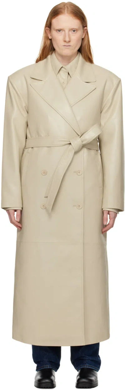 The Frankie Shop Beige Tina Faux-leather Trench Coat In Mastic