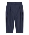 The Frankie Shop Womens Navy Bilbao Pleated Wool Bermuda Shorts