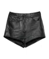 The Frankie Shop Side-pocket Leather Shorts In Black