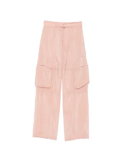 The Frankie Shop Womens Pink Kelly Sheer Cargo Trousers