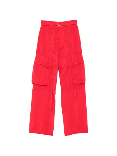 The Frankie Shop Belted Cargo Pants In Red