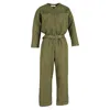 The Frankie Shop Belted Jumpsuit In Olive Cotton