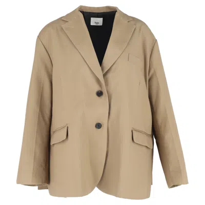 The Frankie Shop Beo Single-breasted Boxy Blazer In Beige Polyester In Black