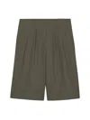 The Frankie Shop Bermuda Shorts In Khaki Virgin Wool Blend