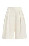 The Frankie Shop Bilbao Pleated Bermuda Shorts In White