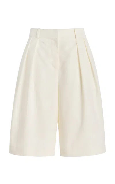 The Frankie Shop Bilbao Pleated Bermuda Shorts In White