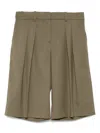 The Frankie Shop Womens Khaki Bilbao Pleated Wool Bermuda Shorts In Green