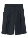 The Frankie Shop Bilbao Wool Blend High Waist Shorts In Blue