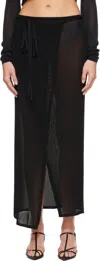 The Frankie Shop Alsen Thin Knit Wrap Maxi Skirt In Black